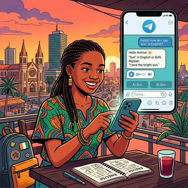 Apprendre l'anglais sur Telegram avec AYA